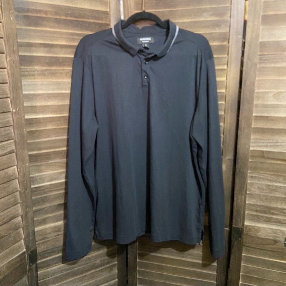 Nordstrom Tech-Smart Black Polo Shirt Pop Over Long Sleeve Golf Casual Preppy XL